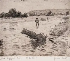 Kolio Kolev, On Tundzha River, 1931, etching