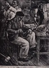 Veselin Staikov, Studio, 1936, wood carving