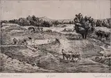 Petar Chuhovski, Landscape with a Fountain, 1957, etching