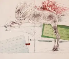 Lyuben Dimanov, Jumping Horse, 1987, etching and aquatint on paper