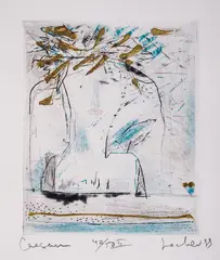Georgi Lechev, Caesar, 1988, etching and gold leaf