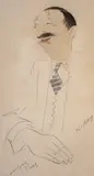 Alexander Dobrinov, Portrait of Bogdan Filov, 1933, watercolor and pencil on paper
