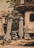 Kurt Peters, Turkish cemeteries in Ruse, watercolor and ink on paper