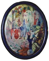 Maschere by Mario Madiai, oil on lamiera, offered Jul 2013