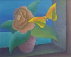 Vaso con fiori e farfalla by Thayaht, oil on masonite, offered Jul 2013