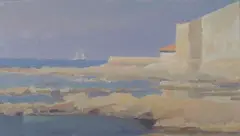 Marina by Giovanni March, oil on canvas, offered Jul 2013