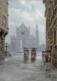 Mario Bordi, Inverno a Firenze (Piazza Santa Croce da via dell'Anguillara)