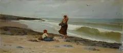 Figure sulla spiaggia a Castiglioncello by Luigi Bechi, 1860, oil on canvas, offered Jul 2013