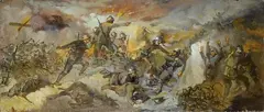 Battaglia by Augusto Bastianini, oil on panel, offered Jul 2013