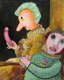 Jeune fille lisant by Enrico Baj, Sul verso: firma e tiratura; timbro Galleria Santoro, offered May 2013