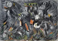 Roberto Barni, Scomposizione di paesaggio, autenitica dell'autore on foto.