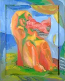 Sandro Chia, Il riposo della Madre e del figlio, 1998, Sul verso: firma e data; etichetta Ruziscka