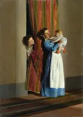 Gioie Materne by Adriano Cecioni, 1880, Sul retro: timbro di dogana; timbro della Galleria d'Arte "La Stanzina".Provenienza: Firenze, offered Apr 2013