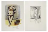 Bernard Buffet, Figura in costume ; Figura, Firme in basso a destra. Tirature in basso a sinistra.