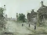 Michele Cascella, Veduta di Via Crispi con la Galleria d'Arte Moderna