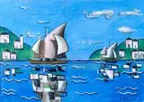Ibrahim Kodra, Paesaggio con barche