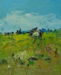 Paesaggio by Sergio Scatizzi, oil on compensato, offered Oct 2012
