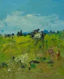 Sergio Scatizzi, Paesaggio, oil on compensato