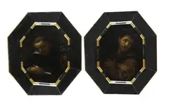 Francesco Botti, San Francesco e San Domenico, Coppia di dipinti ottagonali. Sul verso ad inchiostro: "M:G1.6.