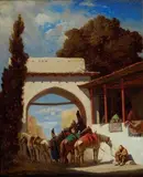 Alberto Pasini, Paesaggio orientale con figure, 1856