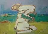 Mino Maccari, Due figure nel paesaggio, 1963