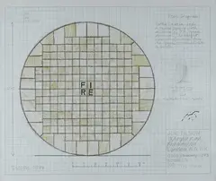 Fire wheel by Joe Tilson, 1973, mixed media on paper, offered Oct 2012