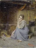 Filadelfo Simi, Ragazza al focolare