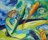 Mimmo Germana, Figure in giardino, 1990