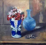 Alberto Caligiani, Vaso blu e bianco con fiori