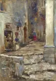 Alphons Hollaender, Vicolo con acquaiola e figure