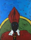 Cardinale by Tano Festa, 1985, autentica on foto Studio Soligo, offered May 2012
