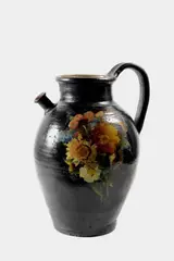 Versatoio by Corrado Michelozzi, in maiolica dipinta a fiori on fondo nero, offered May 2012