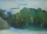 Alberi e casa by Nino Tirinnanzi, 1955, offered May 2012