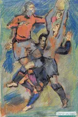 Calcio storico by Renzo Grazzini, 1957, In basso a destra etichetta recante firma, offered Mar 2012