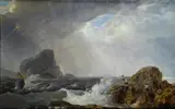 Josef Rebell, Naufragio al largo di Nisida, oil on canvas