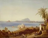 Clarkson Frederick Stanfield, Veduta di Pozzuoli, Sul verso: etichetta con titolo e firma dell'autore.