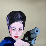 Nathalie Silva, Oniko: I said down on your knees?, 2008, mixed media on lino