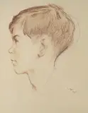 Paride Castellan, Profilo di bambino, 1963, Siglato e datato in basso a destra: "Cp./1963"