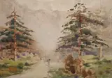 Pio Rossi, Sentiero in Val cimoliana (fronte); Villaggio di pescatori (retro), 1951