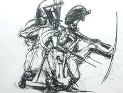Arturo Dazzi, Irruzione, charcoal on paper