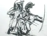 Arturo Dazzi, Irruzione, charcoal on paper