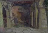 Giulio Vittini, Cortile in campagna, 1927, Dedica