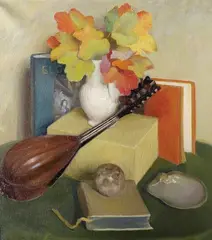 Natura morta con mandolino by Ezio Giovannozzi, oil on canvas, offered Oct 2011