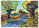 Weiden an der Landstraße by Karl Schmidt-Rottluff, 1959, Aquarell und Tuschpinsel auf festem Schoellershammer-Papier, sold Jun 2010