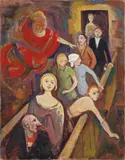 Auf der Treppe (mit Engel) by Karl Hofer, Um 1947, Öl auf Leinwand, sold Nov 2009