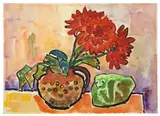 Rote Dahlien by Karl Schmidt-Rottluff, 1955, Aquarell und Tuschpinsel auf Velin, sold May 2013