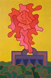 Alexis Akrithakis, Une Valise et une Fleure, 1971, Öl auf Leinwand