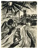 Conrad Felixmüller, Zeche am Mittag, 1921, Tuschfeder und -pinsel auf Papier