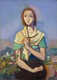 Mädchen mit Zweig by Karl Hofer, 1947, Öl auf Leinwand, sold Nov 2011