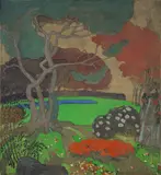 Emil Orlík, Japanischer Garten, 1904, Öl auf Leinwand